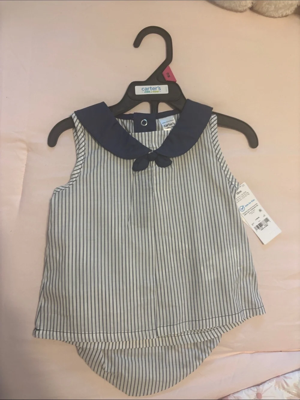 Carter's Navy Peter Pan Collar Striped Baby Tank